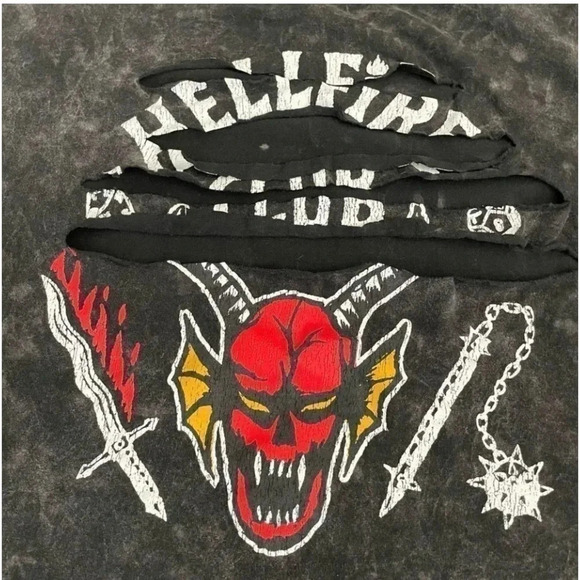 Stranger Things Netflix Black  Graphic Short Sleeves Cropped T-Shirt SZ L #1068 - Picture 8 of 12